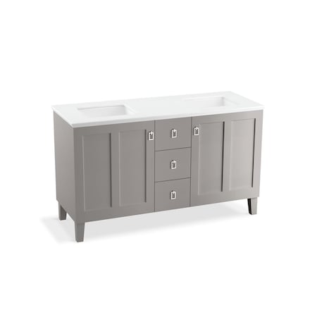 Kohler Vanity Cabinet, Free Standing, Mohair Gray, Mohair Grey, 34-1/2 in H, 60 in W 99537-LG-1WT
